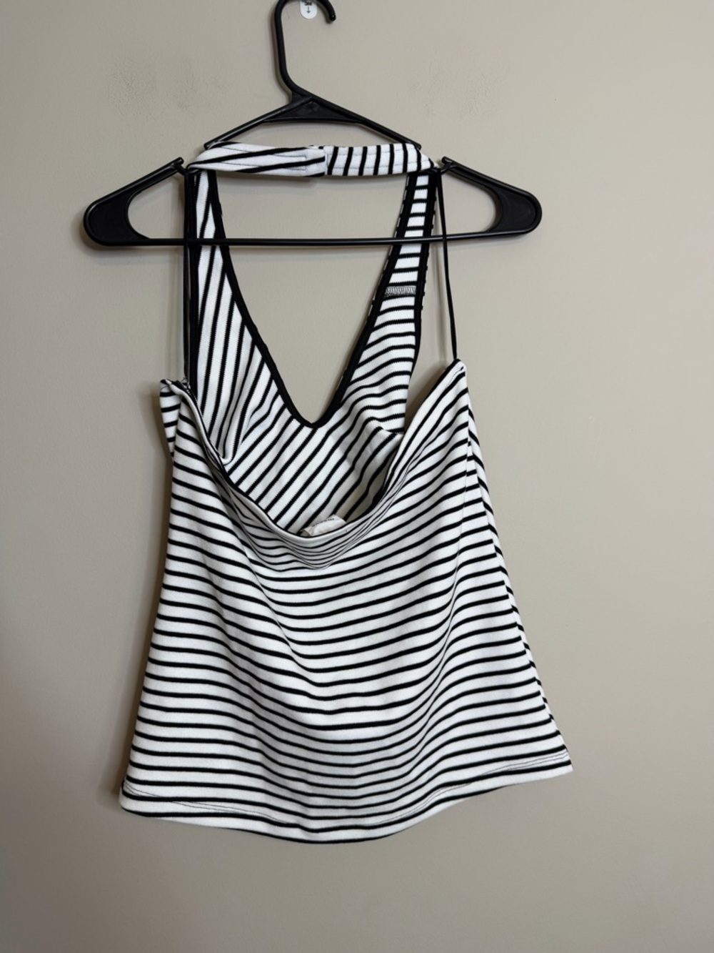 Maeve Anthropologie Black White Twist Stripe Halter Top Size Medium - Picture 5 of 8